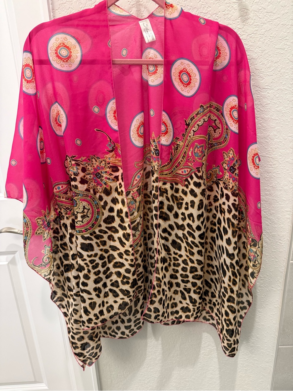 Vibrant Fuchsia Paisley & Leopard Sheer Kimono